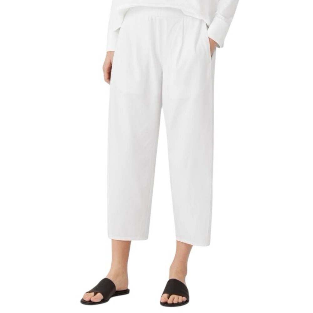 Eileen Fisher Organic Cotton Cropped Lantern Pants in White NWT